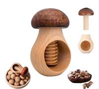 Wooden Mushroom Shaped Walnut Wood Clip - Manual Walnut Cracking Tool with Screw Press Mechanism for Walnuts, Hazelnuts, Pecans & Chestnuts
