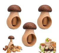 Wooden Mushroom Shaped Walnut Wood Clip, Mushroom-Shaped Screw Mechanism, Nutcracker Tool, Chestnut Peeler Manual Nut Tools for Walnuts, Hazelnuts, Pecans (3pcs)