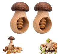 Wooden Mushroom Shaped Walnut Wood Clip, Mushroom-Shaped Screw Mechanism, Nutcracker Tool, Chestnut Peeler Manual Nut Tools for Walnuts, Hazelnuts, Pecans (2pcs)