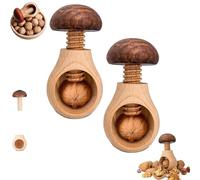 Wooden Mushroom Shaped Walnut Wood Clip, Mushroom-Shaped Screw Mechanism, Portable Walnut Cracking Tool, Wooden Spiral Nutcracker, for Nuts, Walnuts, Pecans and Other Nuts (2Pcs)