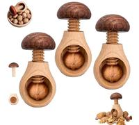 Wooden Mushroom Shaped Walnut Wood Clip, Mushroom-Shaped Screw Mechanism, Portable Walnut Cracking Tool, Wooden Spiral Nutcracker, for Nuts, Walnuts, Pecans and Other Nuts (3Pcs)