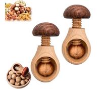 Wooden Mushroom Shaped Walnut Wood Clip, New Portable Walnut Cracking Tool, Chestnut Peeler Manual Nut Cracking Tools for Walnuts, Hazelnuts, Pecans, Chestnut (2Pcs)