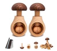 Wooden Mushroom Shaped Walnut Wood Clip,Portable Walnut Cracking Tool - Screw Mechanism,Handcrafted Wooden Nutcracker Tool,Chestnut Peeler Manual Nut Cracking Tools (2)
