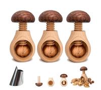 Wooden Mushroom Shaped Walnut Wood Clip,Portable Walnut Cracking Tool - Screw Mechanism,Handcrafted Wooden Nutcracker Tool,Chestnut Peeler Manual Nut Cracking Tools (3)