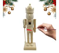 Wooden Nutcracker - Blank Holiday Soldier Ornament, Handcrafted Christmas Display Figure with Natural Carved Design Decorative Table Accent, Ideal for Mantel Shelves Bedroom Decor Entryway Displays