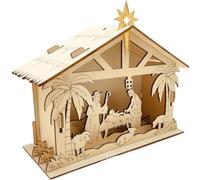 Wooden Ornament for Christmas Tree, Light-Up Nativity Scene Ornament, LED Christmas Wall Hanging, Nativity Scene Window Ornament, Religious Christmas Ornament, Nativity Scene with LED Light