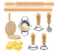 Wooden Pasta Making Tools, Maker Kit, Multipurpose Spaghetti Makers Set with Metal Accents Compact Ideal for Wontons, Dolci, Cakes, Ristorante Supplies