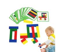 Wooden Pattern Block Puzzles, Colorful Shape Puzzles, 7.68x3.54 Inches Preschool Educational Toy with Activity Card, Non Toxic Design, Kids Softwood Puzzle Set for Children Ages 3+