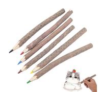 Wooden Pencils - Natural Wood Pencils | 15 x 1 cm Natural 6 Pieces Convenient And Portable Painting Tool Vintage Pen For Event Classroom Drawing School Party Writing Workplace Camping