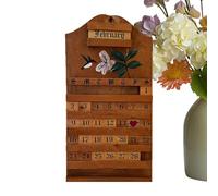 Wooden Perpetual Calendar Blocks, Hummingbird Carving Date Display System Kit, Reusable Desk Organizer Set, Decorative Farmhouse Style Calendar Unit, Entryway Bookshelf Bedroom Home Decor Use