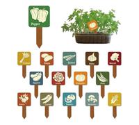 Wooden Plant Markers 15 Pack Writable Garden Labels T-Type Stakes