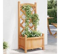 Wooden Planter Box with Trellis for Climbing Plants, Solid Fir Wood Garden Flower Pot with Lattice Fence Panel for Outdoor Patio Terrace Balcony Decor
