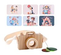 Wooden Pretend Play Camera, Aesthetic Retro Photographed Props, 4.33x3.15x2.95 inches Figure with Wrist Strap, Charming Retro Design, Photography Toy for Birthday or Holiday