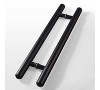 Wooden Push Pull Door Hardware for Inside Outside Gate/Farmhouse Shed Door,Rustic Barn Door Handles, Entry Double Grab Bar Puller with Fitting(Black,Length 40cm(16inch))