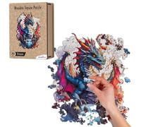Recent Toys Puzzle in legno Fantasy Dragon per adulti e bambini.Puzzle da 287 pezzi, grandi dimensioni 29 x 39 cm con pezzi di forma unica.Include scatola di legno e supporto.