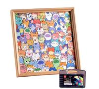 Wooden Puzzles, Cat Learning Toys Markers & Animal Jigsaw Puzzle Set with Frame, Educational Fun for Kids Boys Girls, Travel, Homeschool, Classroom, Preschool, Birthday, Christmas, and Children
