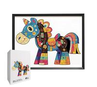 Wooden Puzzles - Educational Horse-Shaped Activity, Wooden Jigsaw Puzzle with Soft-Cut Precision Pieces, Animal Themed Brain Teaser, Classic Learning Toy, Portable Travel Game for Family