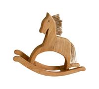 Wooden Rocking Horse Statue Vintage Home Desk Shelf Christmas Decor