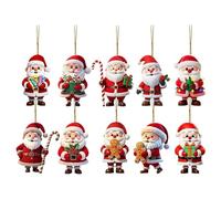 Wooden Santa Ornaments, 20-Piece 2D Decor Figurines Topper, Christmas Ornaments for Outdoor Kids Women, Ideal for Home, Party, Indoor Living Room & Window Decoration During the Holiday Season