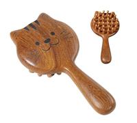 Wooden Scalp Massage Comb, Grooming Balm Aid, Cat Design Sandalwood Brush with Safety, Portable Head Massage Cosmetic Tool with Comfort, Modern Beauty Design Style, Accessory for Women