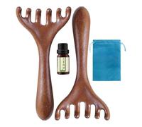 Wooden Scalp Massager, 2 teste massaggianti combs, 5,91 x 2,83 pollici Adorable Compact 6 -Claw Relax Tool, spazzola per uomini donne collo corpo viso spa casa relax