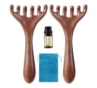 Wooden Scalp Massager, 2x Head Massage Combs, 5.91x2.83 Inches Compact & Lightweight, Natural Timber Heads Brush for Men Women, Neck Body Face Relief to Home Spa, and Stress Care