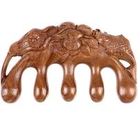 wooden scalp massager, 9.8cm Sandalwood Five Wide Tooth Comb Chinese Style Massage Comb