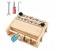 Wooden Screw Therapy Activity Panel with Locks, Nuts, Bolts, Knobs