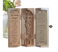 Wooden Sculpture Jesus, Cylinder Statue, 5.91x6.69 Inches Serenity Prayer Christian Art, Openable Catholic Figurine, Handcrafted Design, Ideal for Room Decor and Spiritual Home Accent