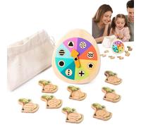 Wooden Sensory Toys, Kids Dinosaur Building Blocks, 5.31x0.31x5.91 Inches, Animal Turntable Toy, Smooth Safe Wood Finish for Home, Kindergarten, and Nursery Play, Multicolor