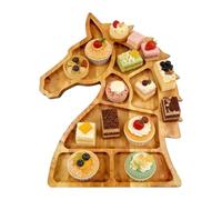 Wooden Serving Tray, Horse Head Design Dish, Multi Compartment Snack Platter, Rustic Food Display Board, Decorative Kitchen Accessory for Candy Salumi Cookie Fruit Bar Buffet Catering Party