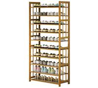 Wooden Shoe Rack nizer con 10 tiers Extendable Stackable Quick Assembly Dust Proof Portable Shoe Shelf for Storage 10 x 80 cm