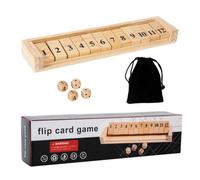 Wooden Shut The Box Game, 12 Number Dice Board, Educational Math Game | Family Dice Games Math Toy for Family Gathering Classroom Home Pub Party Travel Camping Train