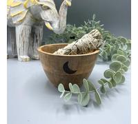 Wooden Smudge and Ritual Offerings Bowl - Three Moons - 11x7cm