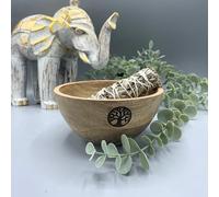 Wooden Smudge and Ritual Offerings Bowl - Tree of Life - 13x7cm