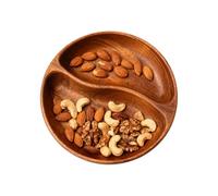 Wooden Snack Bowls | 2-Compartment Rustic Serving Dish | Snack Holder For Nuts, Fruits, Candy, Salad - Ideal For Kitchen Counter, Home, Office, Bar, Restaurant, Or Camping