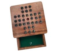 Wooden Solitaire with Marble Drawer | Travel & Strategic Games for Adults