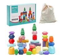 Wooden Sorting Rocks, Stacking Block Set, Sensory Stacking Stones