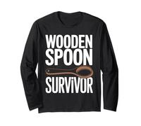 WOODEN SPOON SURVIVOR Ricordi Infanzia Umorismo Nostalgia Maglia a Manica