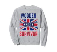 Wooden Spoon Survivor - UK Flag Funny Childhood Quote Felpa