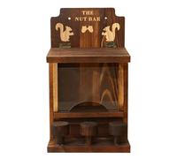 Wooden Squirrel Feeder - Funny Nuts Bar Station, Three Small Stools Chipmunk Houses, Clear Transparent Window Peanut Holders, Cute Pattern Outdoor Tree Box Setups - for Little Pet Backyard Fan