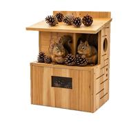Wooden Squirrel House - Nesting Box & Feeder | Tree & Recinzione Mount | Solid Wood Construction Easy Upward Opening Door, Dual Shelter & Feeder, 12x8x16 Inch Size, for Backyard Garden & Patio