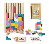 Wooden Stacking Puzzle Toy, Tetris Puzzle, with Portable Stand, for Children's Educational, Adult Stress Relief, and Family Activity