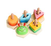 Wooden Stacking Toys, Shape Sorting Educational Game For Preschool Learning, Sensory Activity Toy, Home Play Daycare Travel Car Trip Boys And Girls, Resistant Wooden