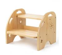 Wooden Step Stool, Sgabello A 2 Gradini In Legno,Sgabello Con Piedini Antiscivolo,Scala Domestica,Mobile, Per Bagno, Cucina, Cameretta Dei Bambini Dai 2 Anni
