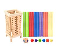 Wooden Stick Dice Game, Wooden Sticks Dice Ball Tower Toy, Educational Board Match, Lightweight, Portable, for Fine Motor Skills and Counting, Travel or Outdoor Play, 8.46x3.98 Inches
