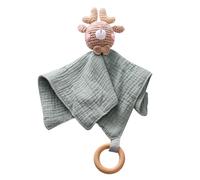 WOODEN TEETHER Panno per neonati, mussola come regalo per la nascita di ragazzi e ragazze, peluche per neonati e bambini a partire da 0 mesi (cervo)