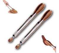 Wooden Tongs for Cooking, Wooden Salad Tongs, Walnut Wood Tong, Ergonomic Stainless Steel Non-Slip Grip, for Cooking and Kitchen (38cm * 2 Pcs)