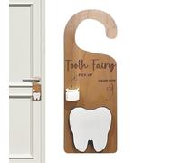 Wooden Tooth Fairy With Money Slot, Baby Teeth Holder Hanger, Collection Keepsake Decoration Holder Hanger For Kids Boys Room Door Children