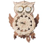 Wooden Toy Owl Pendulum Clock Hand Assembled Model Wooden 3D Three-Dimensional Puzzle Ornament